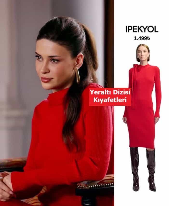 11 Mart Yeraltı dizisi 7.bölüm Ceylan kırmızı elbisesi kıyafeti