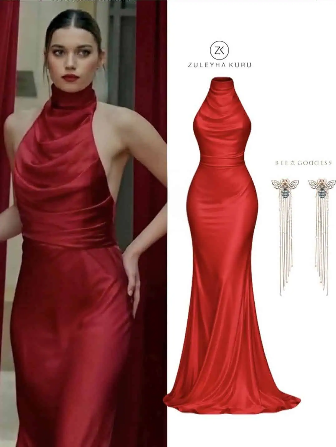 Abi dizisi 10.bölüm Çağla kırmızı elbisesi markası Züleyha Kuru